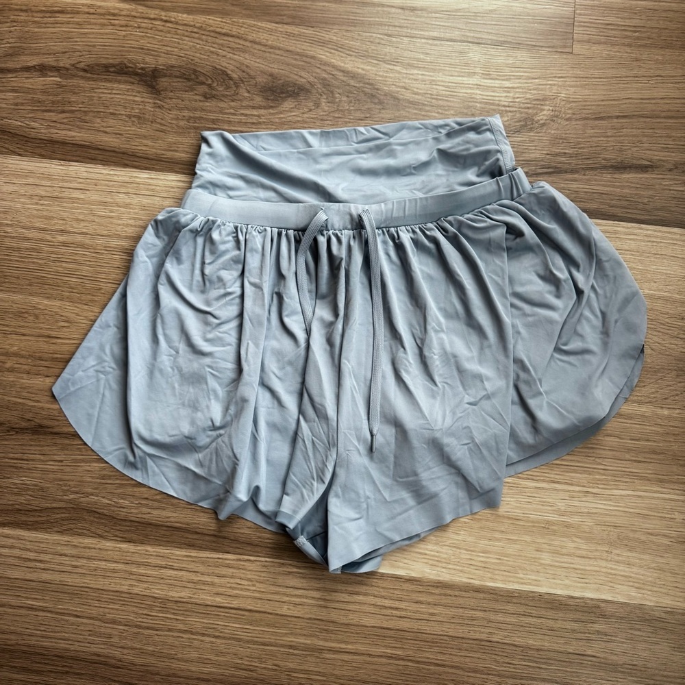 Gold Hinge Butterfly Cut Running Shorts Small Powder Blue High Waist Flowy
